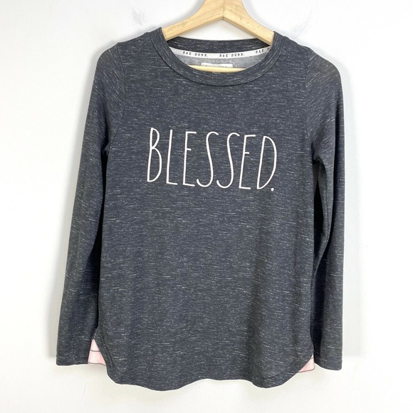Rae Dunn Tops - Rae Dunn Blessed Grey Sweatshirt Pullover Women’s Size Small Long Sleeve Top